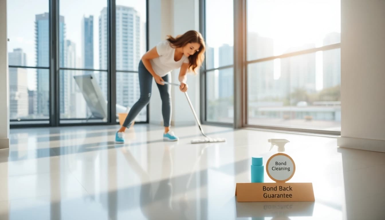 Performing bond cleaning brisbane service in a bright modern apartment with professional equipment.