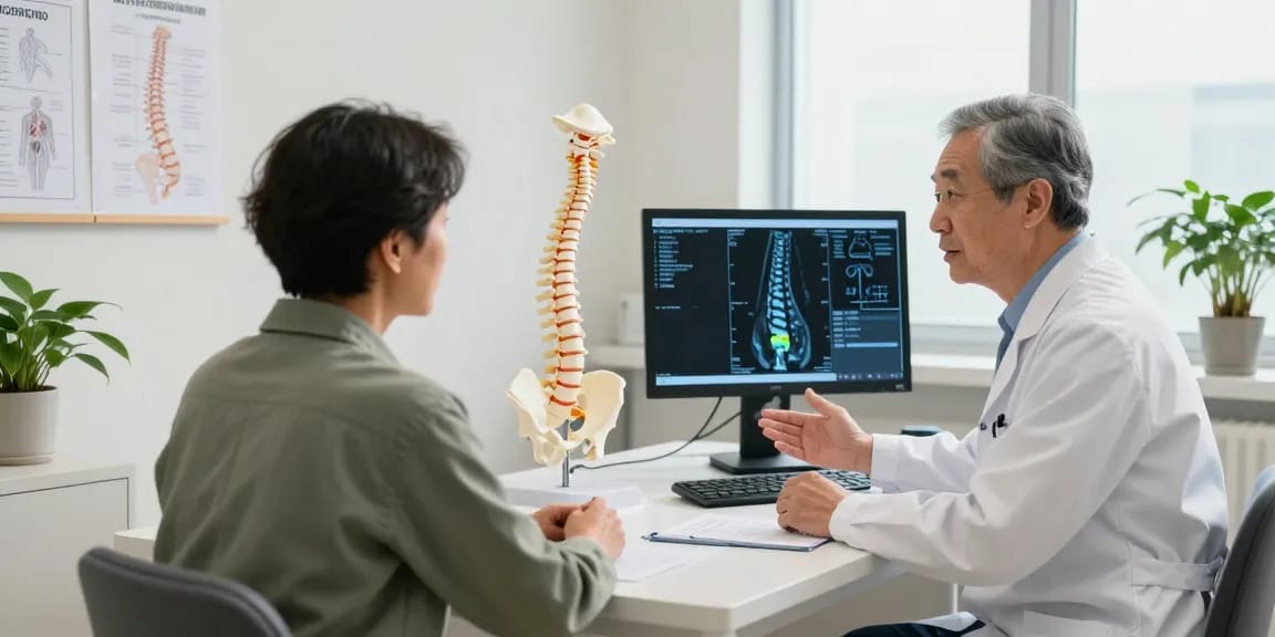 Dar kanal ameliyatı consultation with patient in modern medical office.