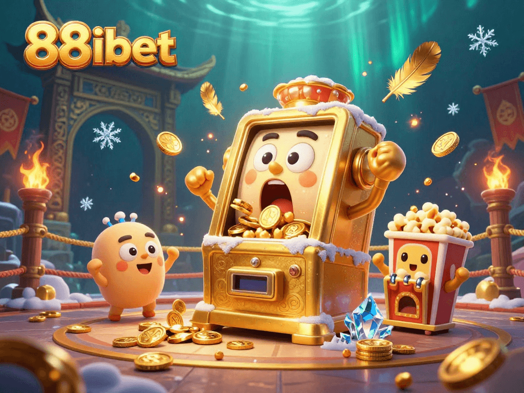 Experience the thrilling jackpot moment with 88ibet's vibrant casino scene filled with golden slot machines and festive energy.