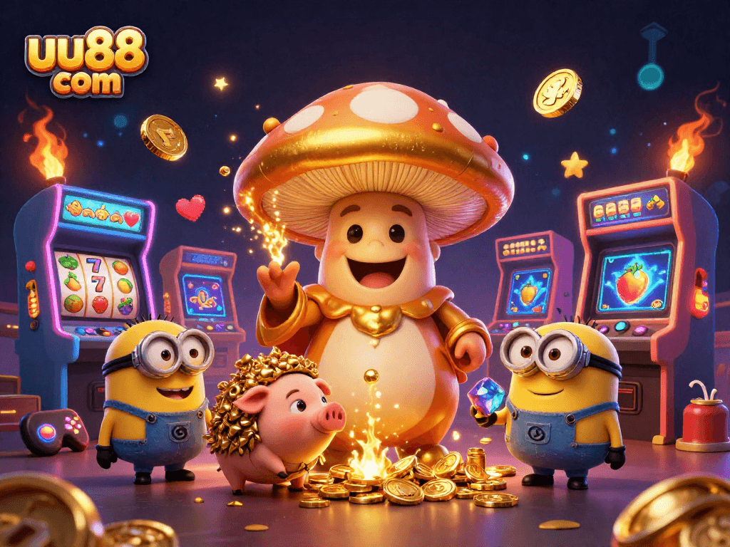 Engage with the magic of uu88 com's gaming universe amidst golden treasures and vibrant gaming elements.