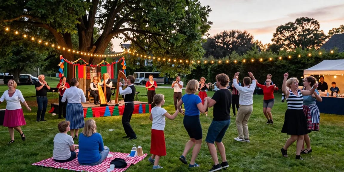 Engaging scene of people enjoying traditional Breton music performance celebrating cultural heritage withเกมสล็อต.