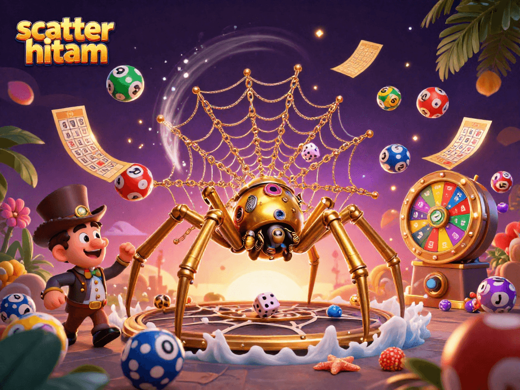 Experience scatter hitam action with lively casino elements in an engaging 3D illustration.