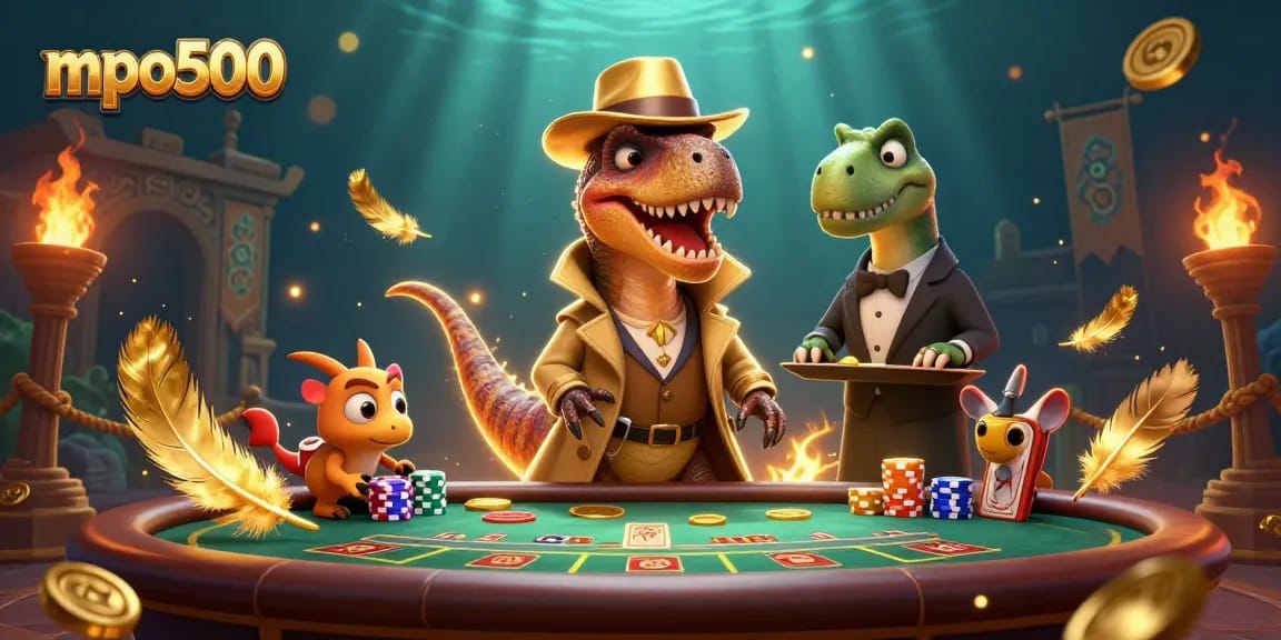 Experience thrilling action with mpo500 at an engaging blackjack table featuring unique dinosaur characters.
