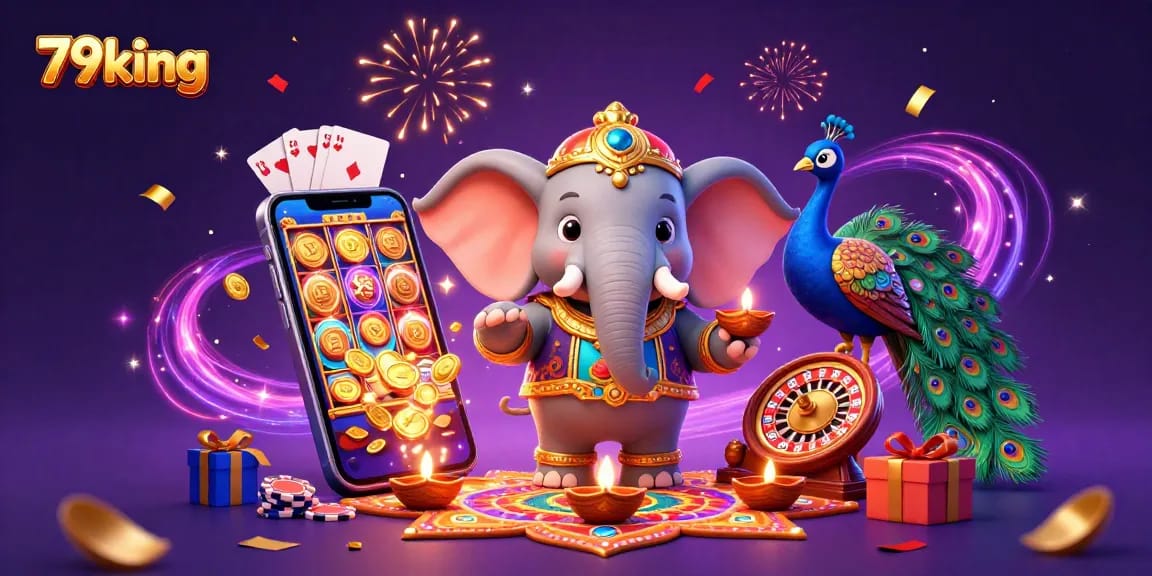 Experience the excitement of 79king with a vibrant 3D scene featuring thrilling casino elements and characters.