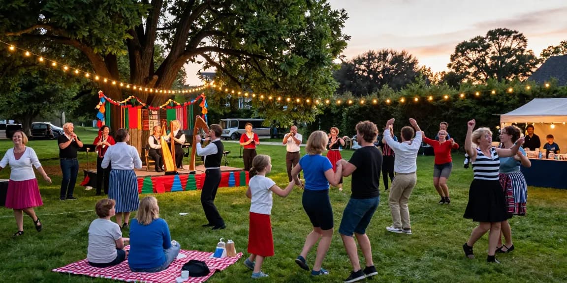 Engaging scene of people enjoying traditional Breton music performance celebrating cultural heritage withเกมสล็อต.