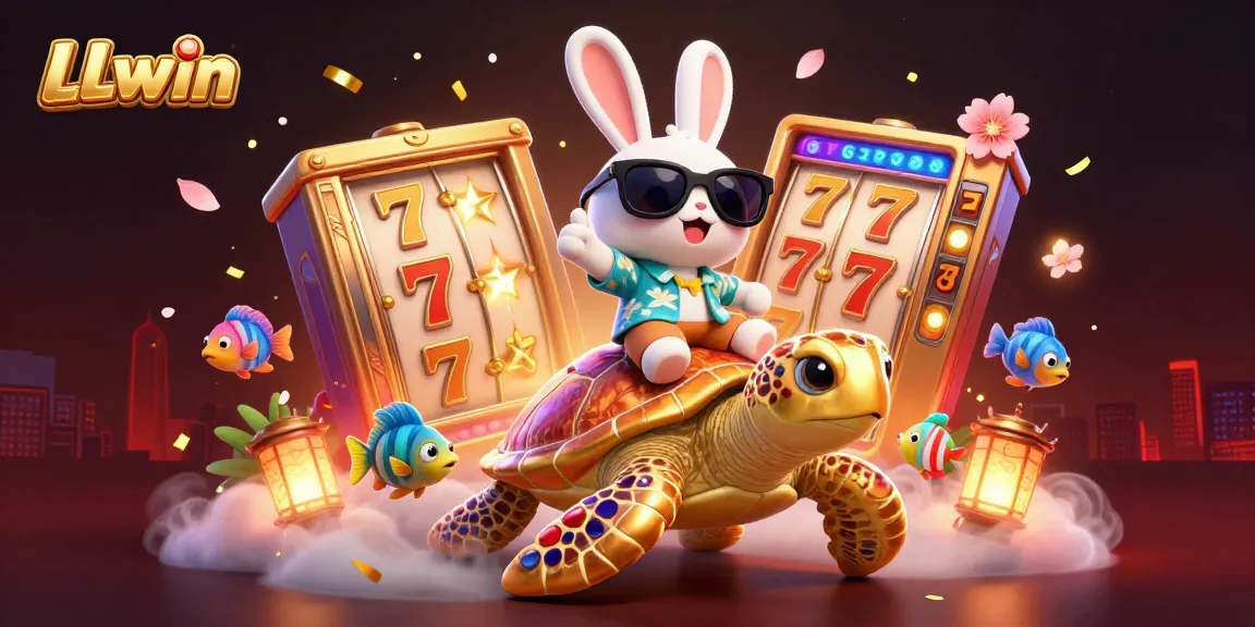 Experience the excitement of LLwin with a lucky rabbit and golden turtle in a vibrant casino world.