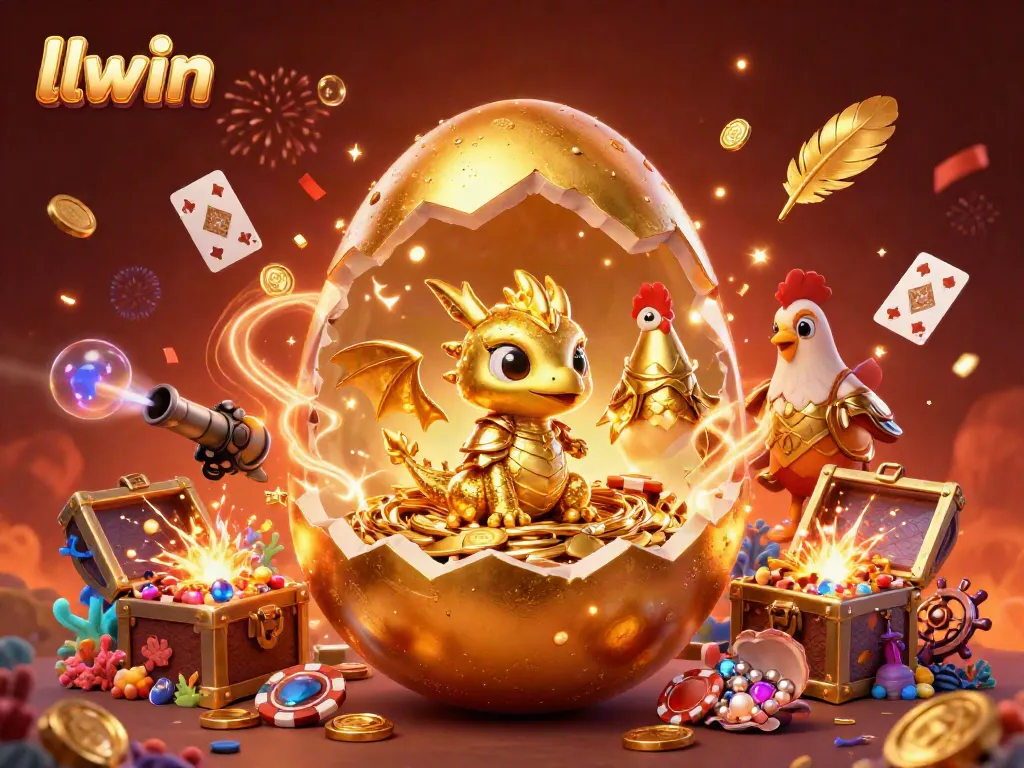 Experience thrilling wins at llwin with golden dragon guarding poker chips in a vibrant casino scene.