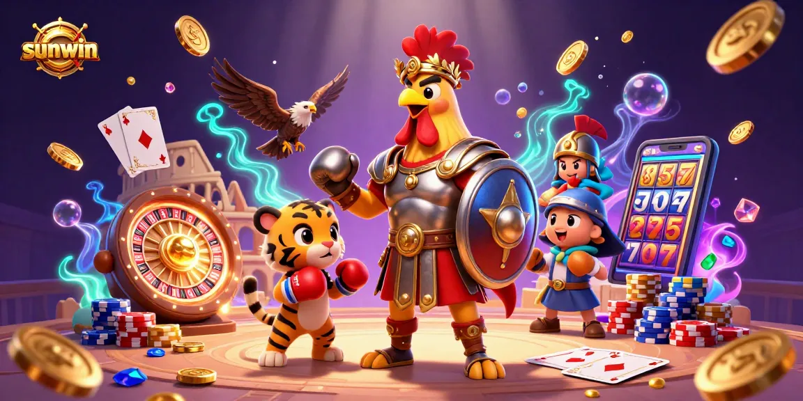 Engage with sunwin's thrilling gameplay featuring gladiator rooster and casino elements.
