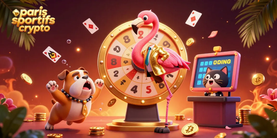 Placer des paris sportifs crypto avec le bulldog et le flamant rose dans une ambiance dynamique