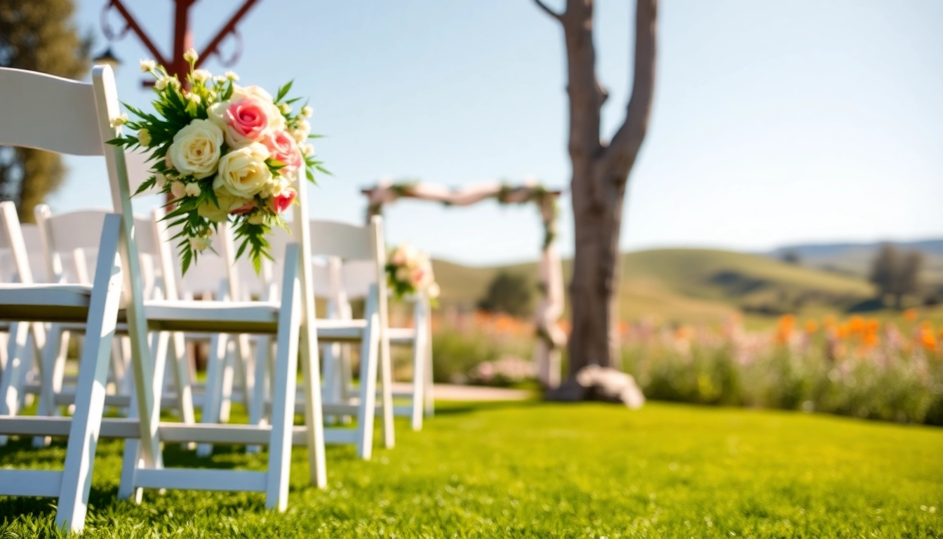 Showcasing wedding venue pricing Clarksburg CA at a beautiful outdoor ceremony setup.