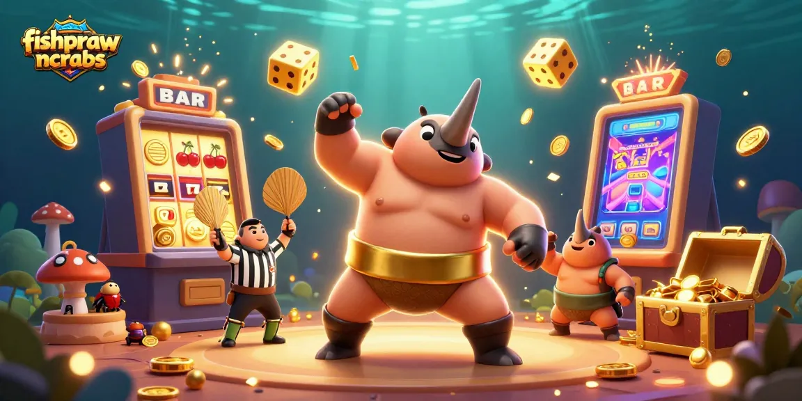 Engaging fishprawncrabs scene with a beetle champion amidst a jackpot explosion