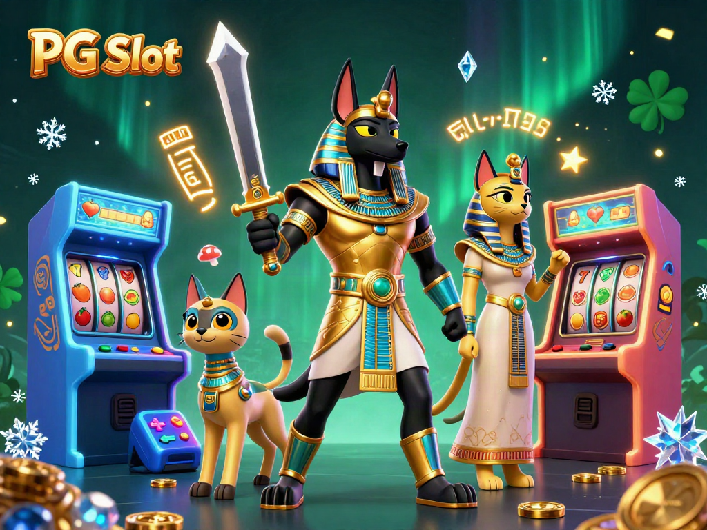 Menangkan PG Slot dengan karakter Anubis dan Bastet di lingkungan permainan kasino yang kaya.