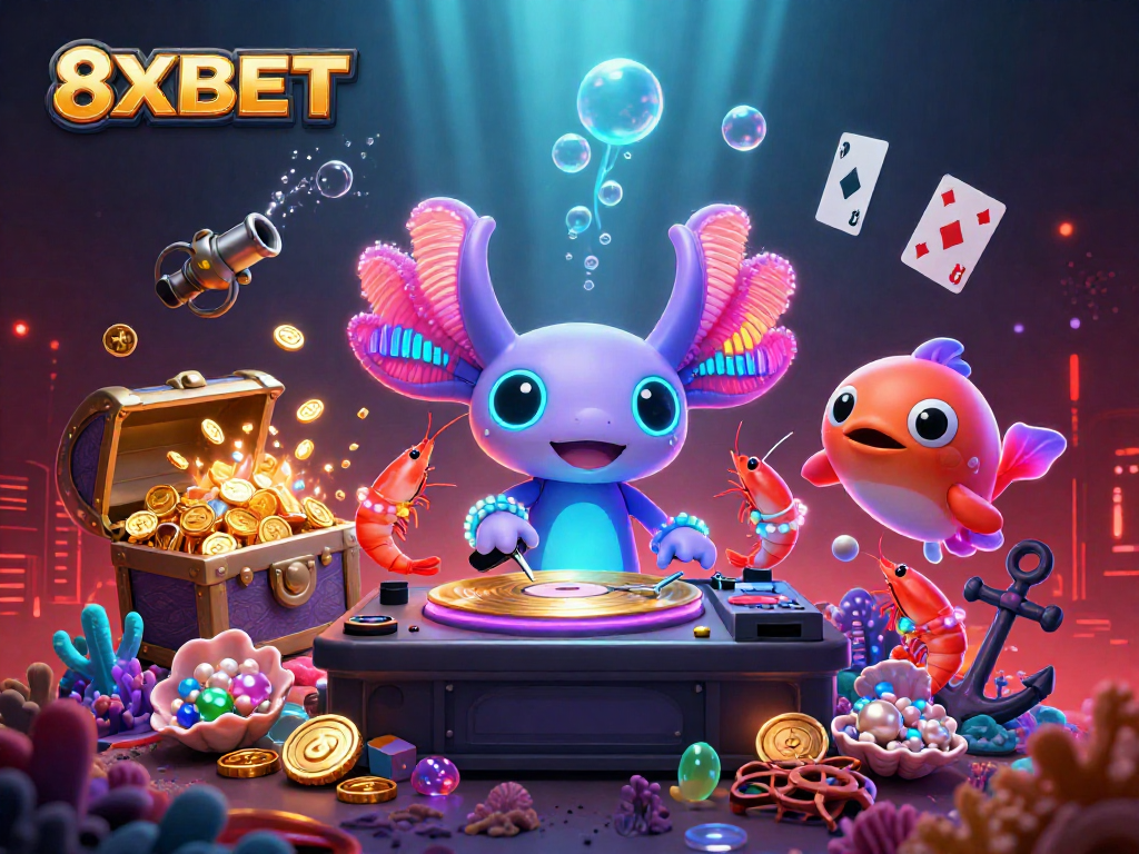 Spin to win with 8XBET: immerse in a vibrant underwater casino scene!