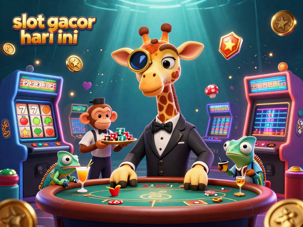 Engage with today's winning 'slot gacor hari ini' features in a vibrant casino scene.
