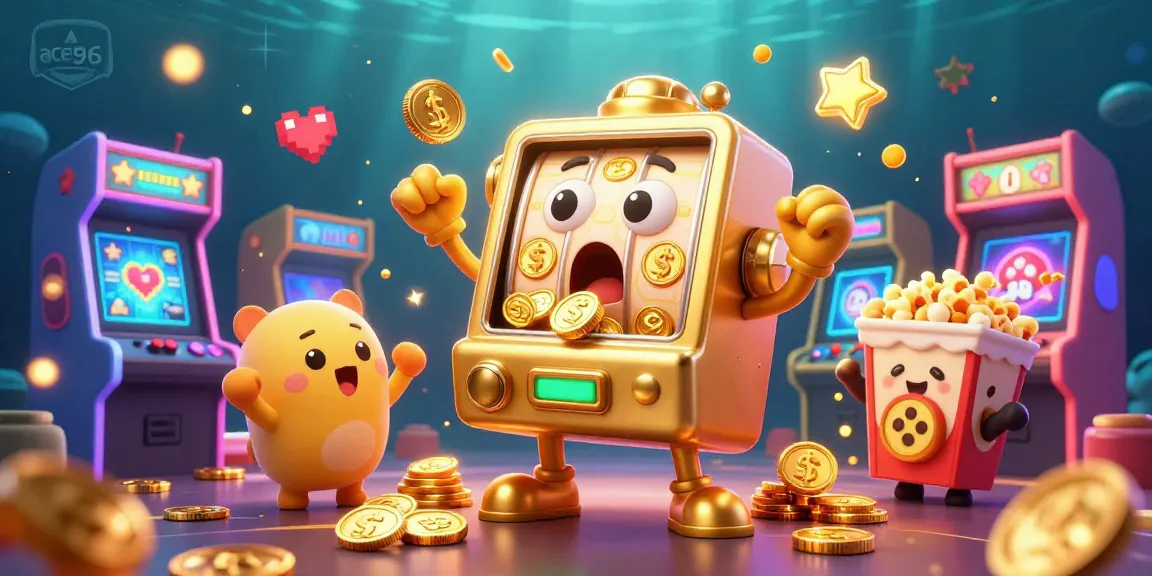 Experience thrilling gameplay with ace96 slot machines pouring coins in a vibrant, dynamic casino scene.