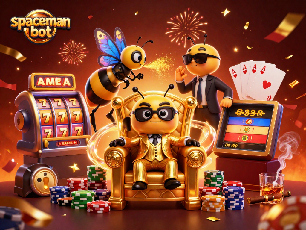 Experience the thrilling action of the spaceman bot with vibrant casino elements and engaging characters.
