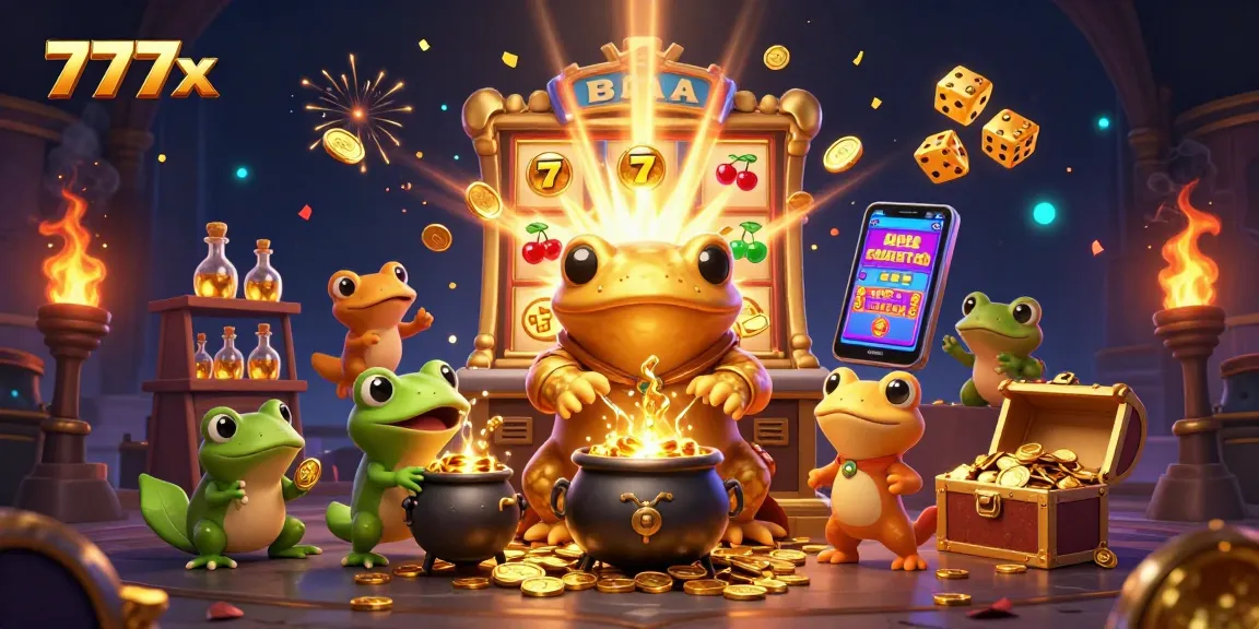 Experience thrilling jackpots and gaming excitement with 777x casino's colorful illustration of a magical world.