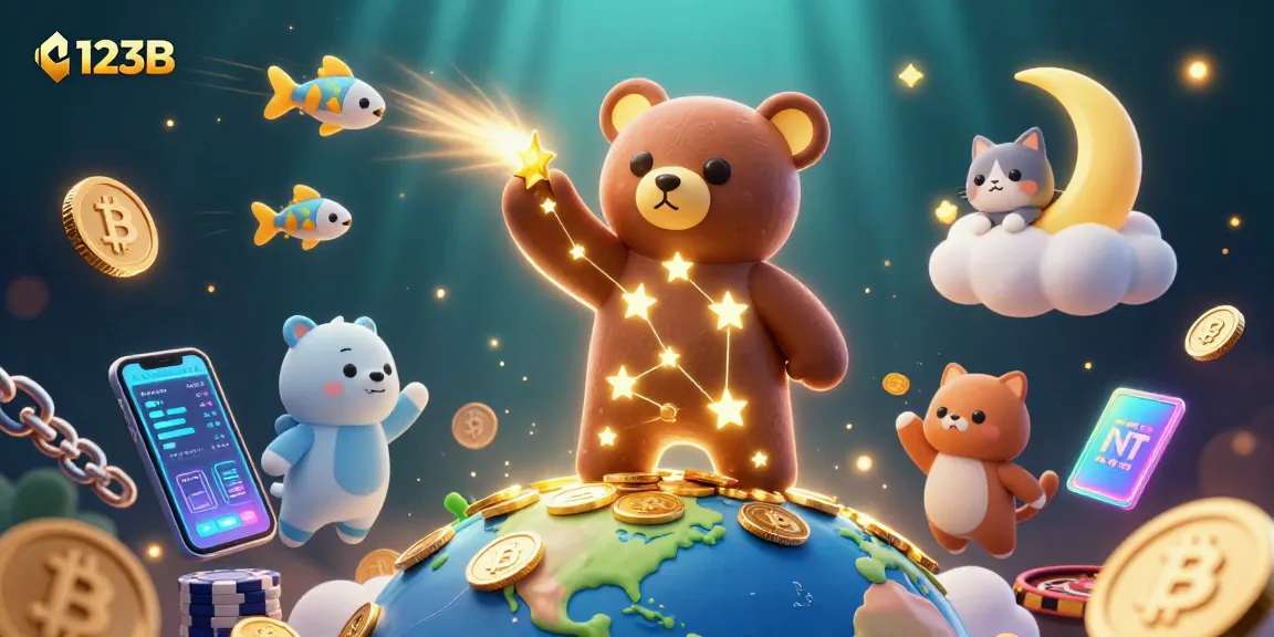 Engage with 123B's thrilling gaming scene featuring a stellar bear and crypto coins.