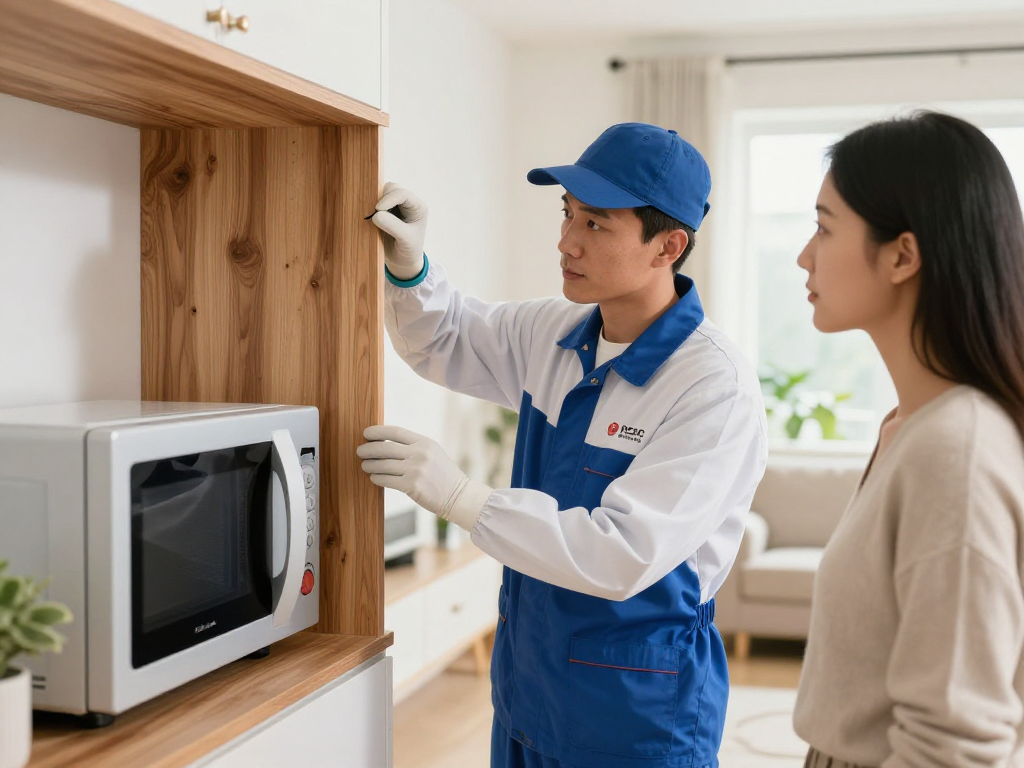 "Expert Shashel pest control service provider inspecting woodwork at a local home."