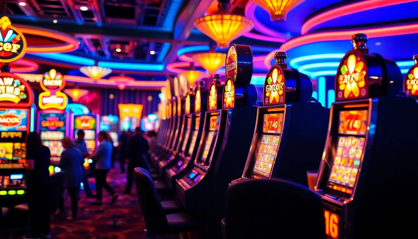 Mainkan slot gacor dengan mesin berkilau di kasino yang penuh aksi dan cahaya.