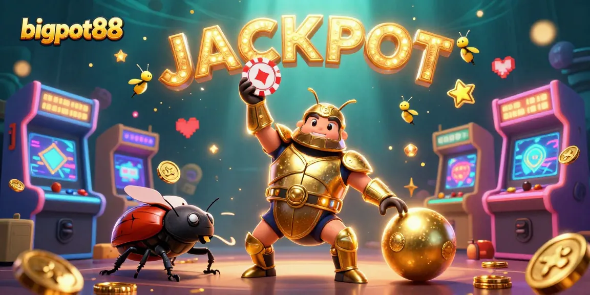 Experience the thrill of bigpot88 with vibrant casino game elements celebrating a joyful jackpot moment.