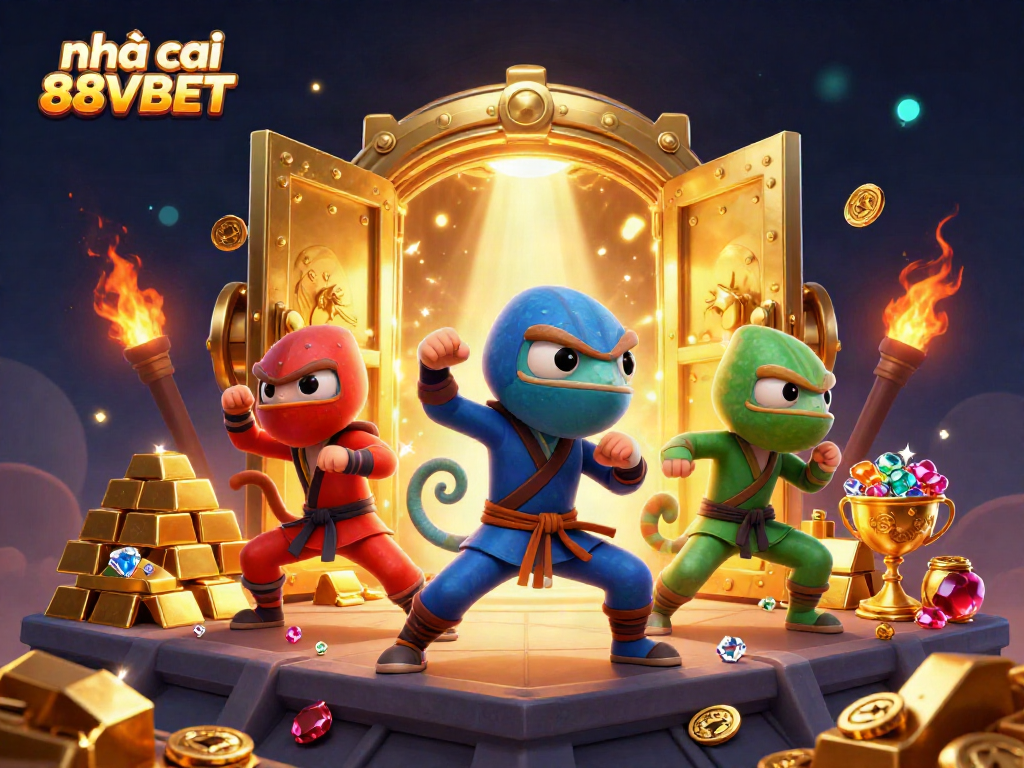 Engage with the thrilling gameplay at nhà cái 88VBET featuring vibrant 3D chameleons amidst treasures.