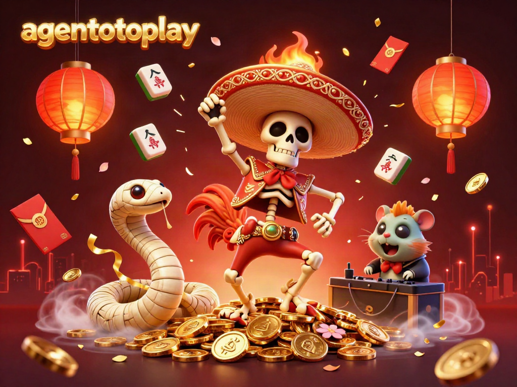 Celebrate winnings with agentotoplay featuring vibrant 3D characters and dynamic casino elements.