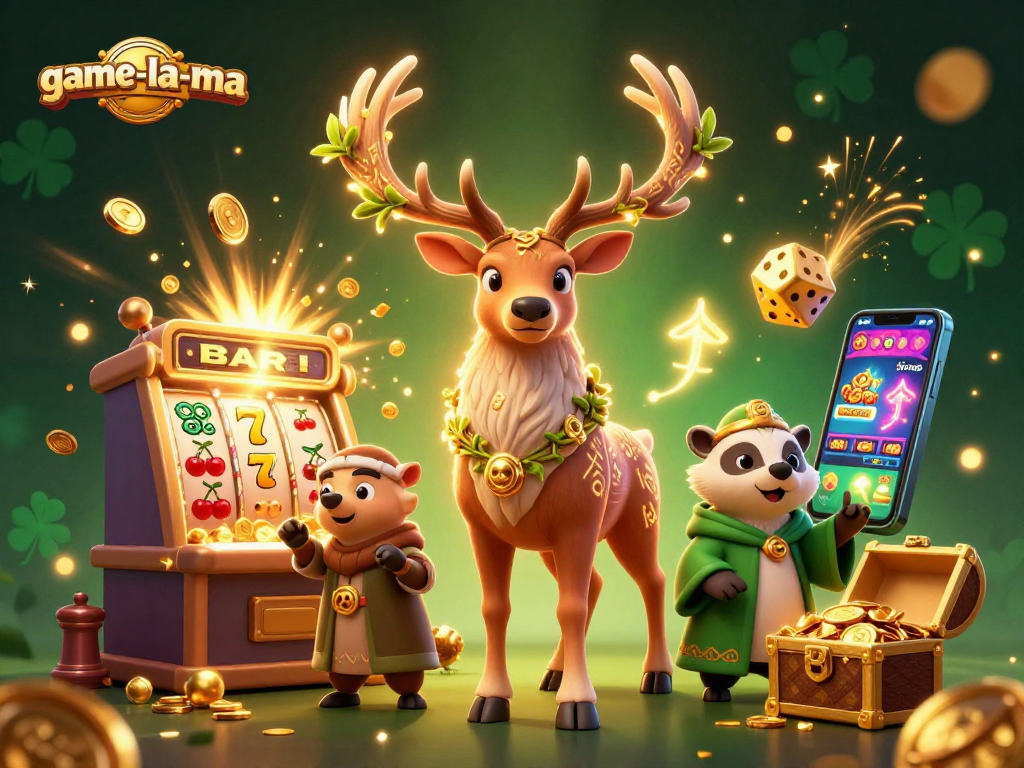 Win big with game-la-ma as a mystical stag and a wise badger celebrate casino jackpots in 3D!