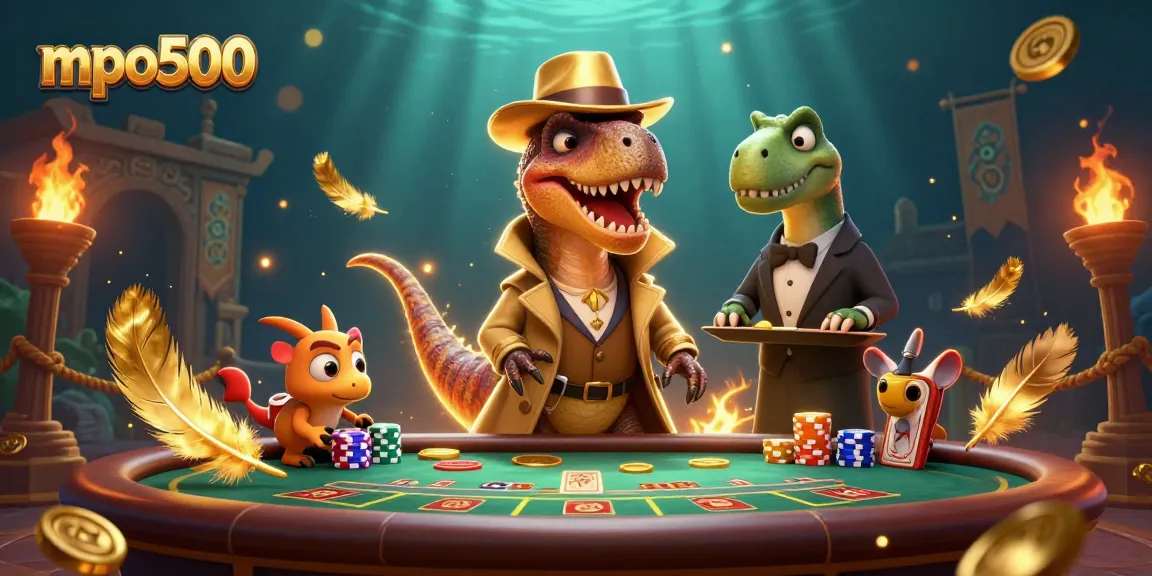Experience thrilling action with mpo500 at an engaging blackjack table featuring unique dinosaur characters.