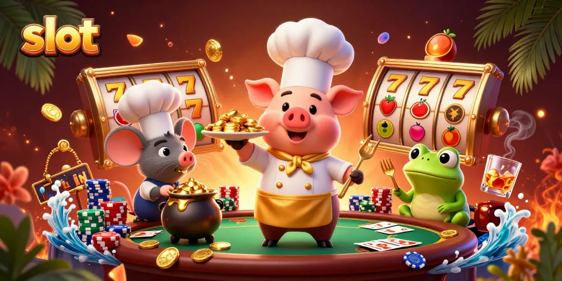 Experience thrilling slot gaming action with a vibrant scene featuring symbols of jackpots and luck.