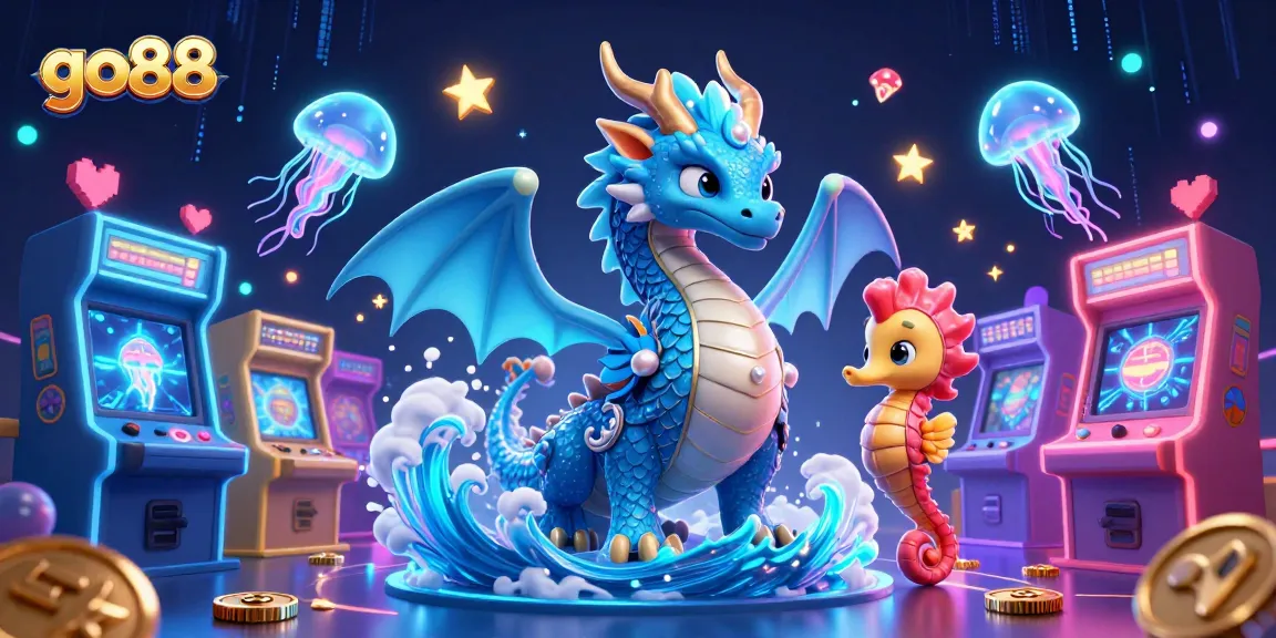 Engage in thrilling gaming experiences at go88 with an enchanting illustration of a water dragon and seahorse knight.