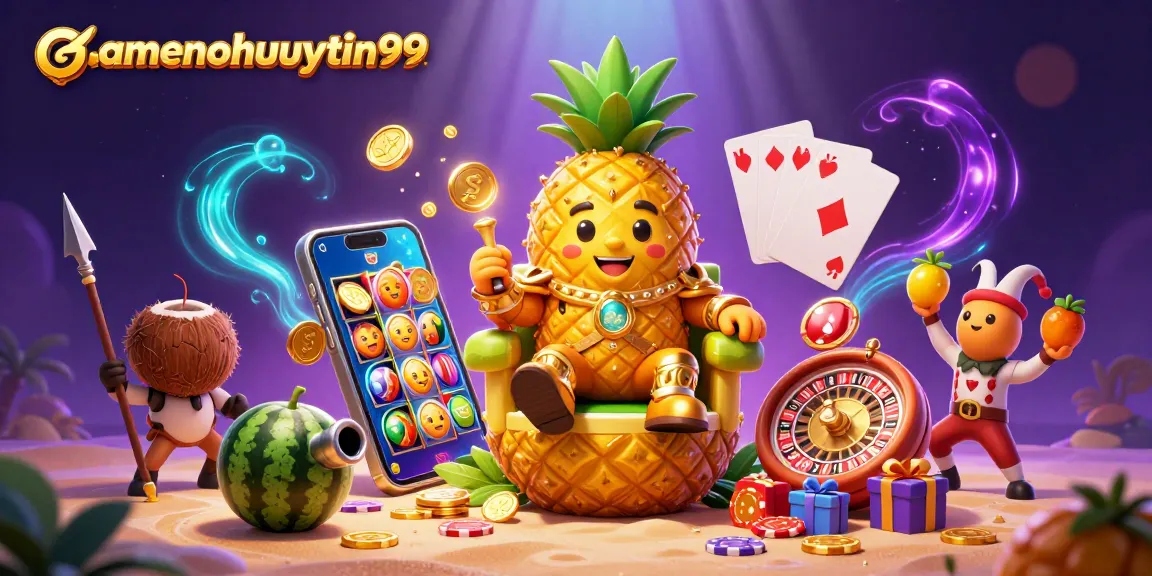 Join the golden pineapple king's casino adventure at gamenohuuytin99 with joyous gaming elements.