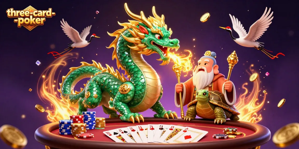 Play three-card-poker with excitement and strategy, featuring vibrant characters and game elements.