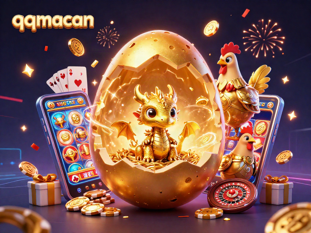 Engage in thrilling gameplay with qqmacan, featuring a golden dragon and dynamic casino elements.