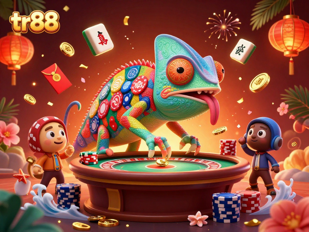 Experience thrilling gameplay options at tr88 with a vibrant chameleon casino scene.