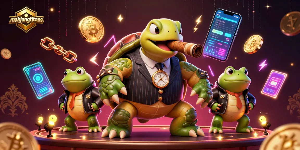 Engage with mahjongtitans in a dynamic casino scene featuring a snapping turtle and bullfrog enforcers.
