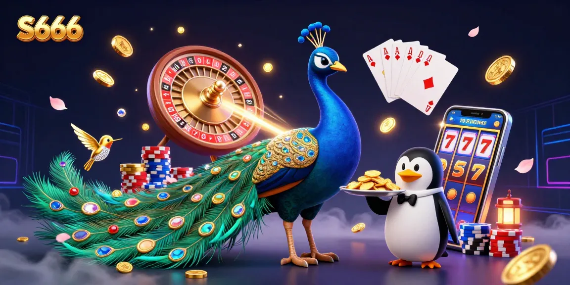 Experience the excitement of S666 with vibrant characters and dynamic casino elements in a rich 3D illustration.