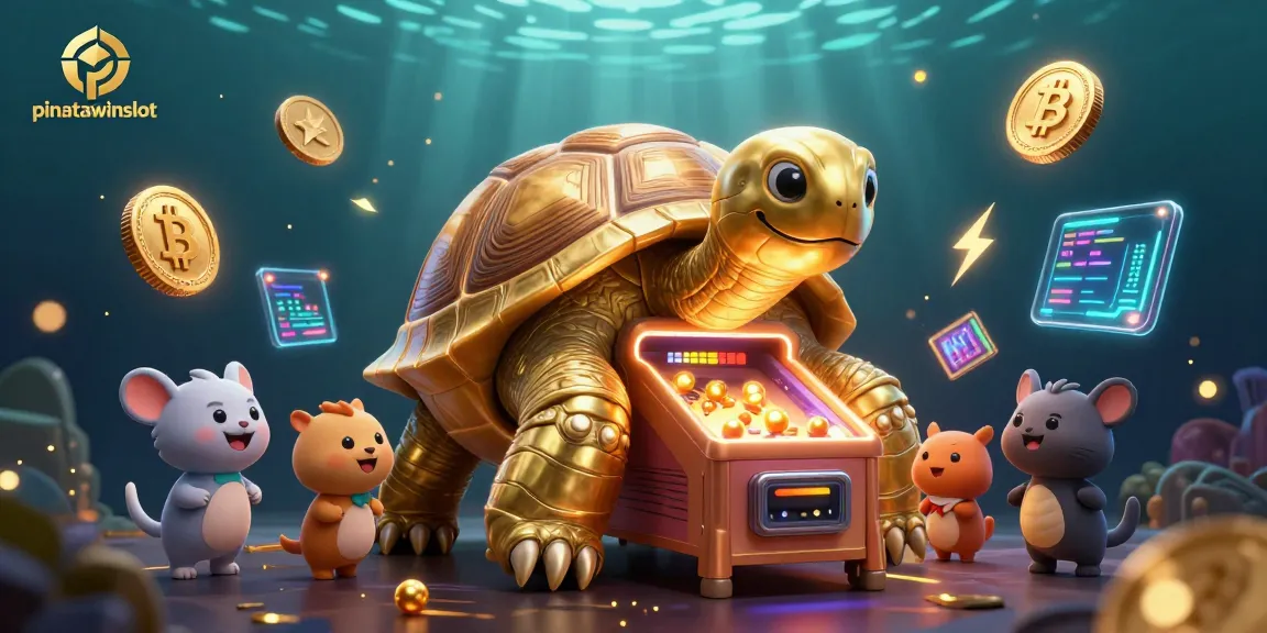 Engage with pinatawinsslot by enjoying the vibrant casino-inspired scene of a golden tortoise pinball.
