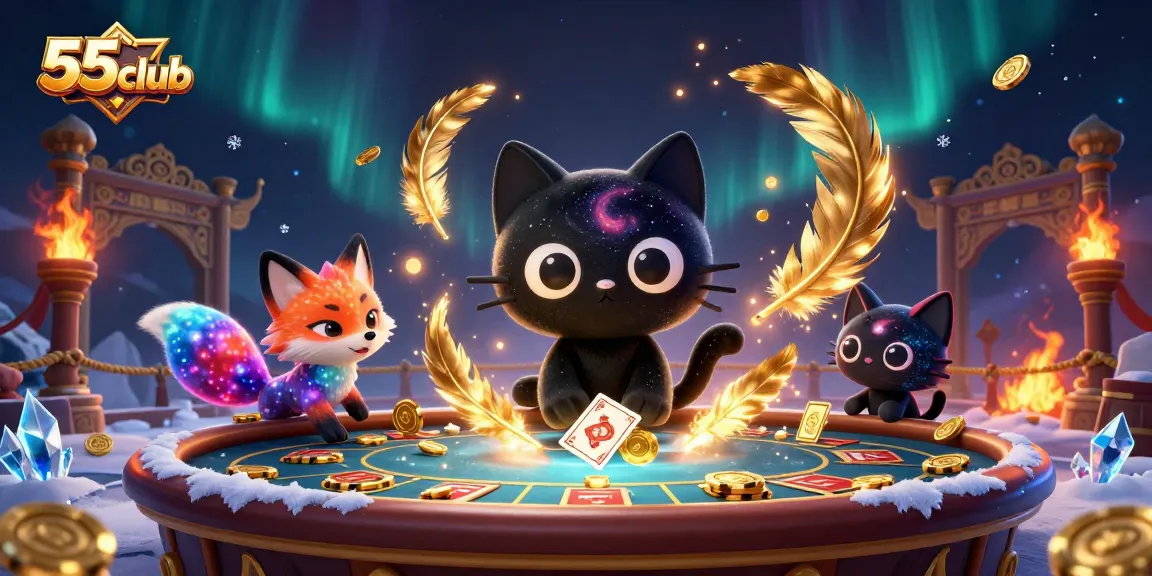 55club engaging players at a cosmic casino table with dynamic characters and vibrant elements