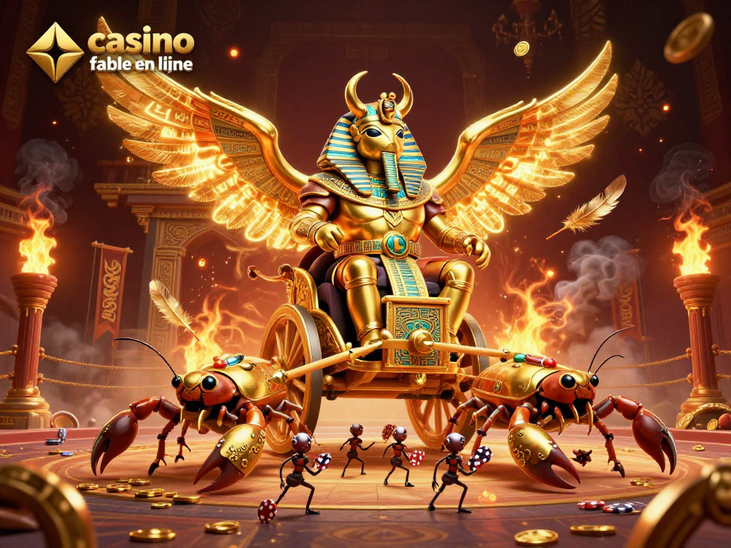 Jouez dans un casino fiable en ligne avec des jackpots, des cartes de poker et des scorpions dorés.