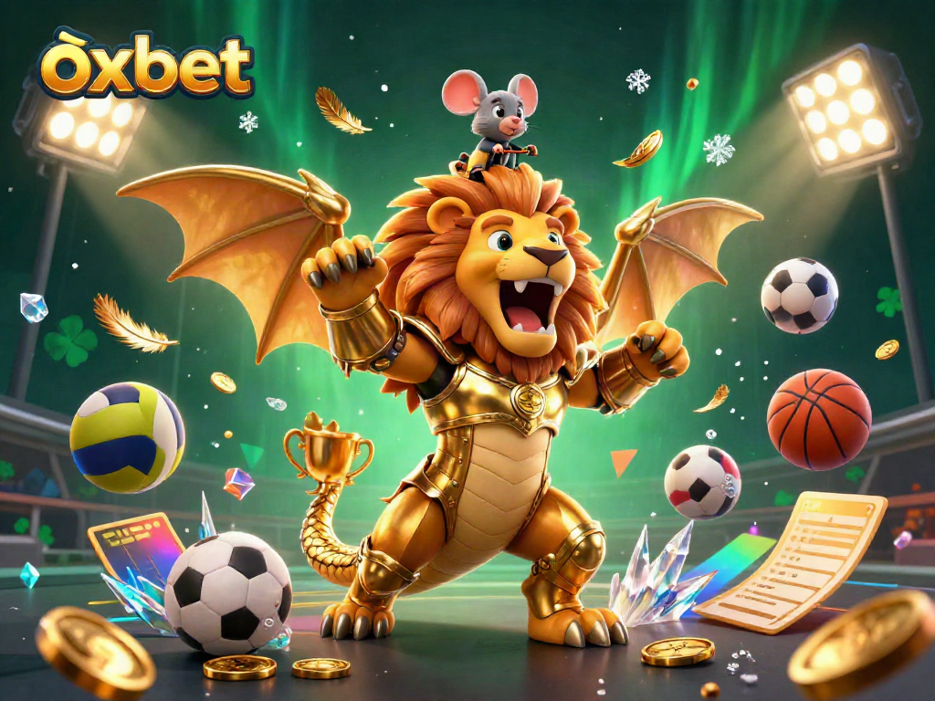 Engage with oxbet's exciting gaming experience through this vibrant 3D illustration showcasing triumph and fun.