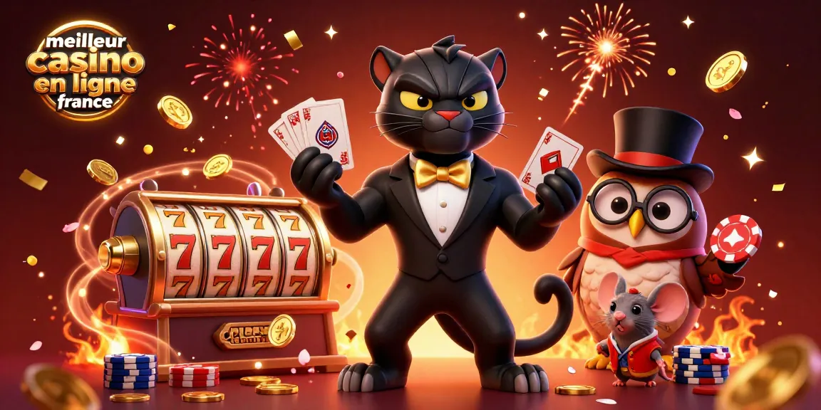 Une illustration dynamique montrant un meilleur casino en ligne France avec des personnages et des éléments de jeu captivants.
