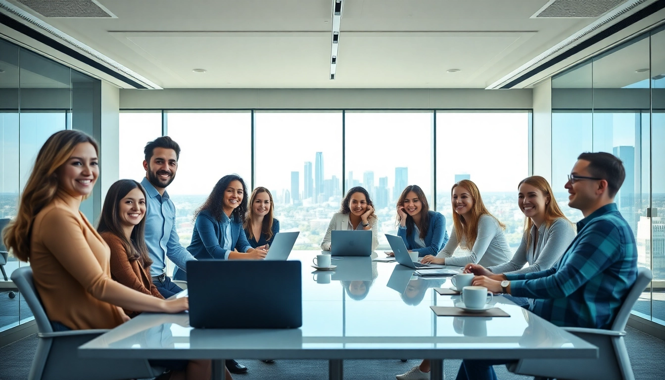 Engaged team at a consumer PR agency Melbourne collaborating in a modern office.
