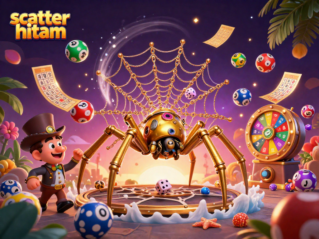 Experience scatter hitam action with lively casino elements in an engaging 3D illustration.