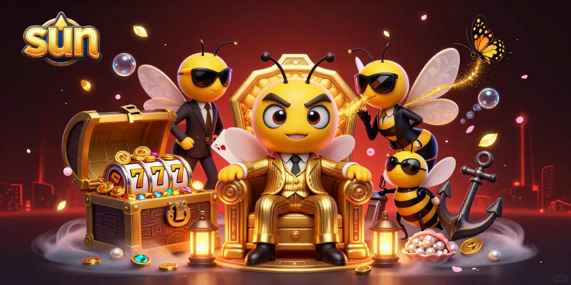 Enjoy vibrant sun-themed casino action with a cartoon bumblebee mob boss and treasures.