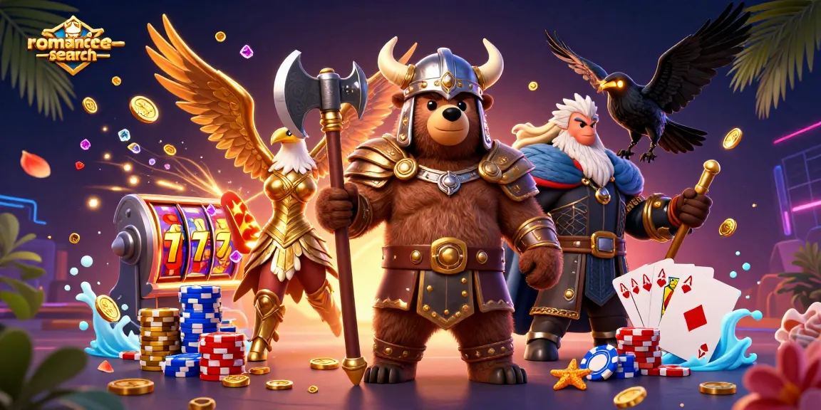 Experience winnings with the romance-search game featuring vibrant 3D characters and casino elements.