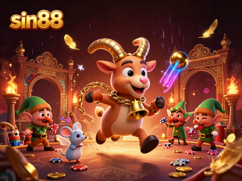 Experience thrilling games at sin88's vibrant casino, featuring whimsical characters and rich game elements.