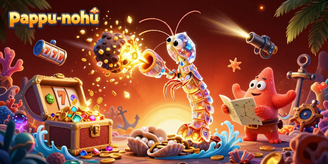 Pappu-nohu game showcases a vibrant underwater scene with dynamic characters, exploding treasures, and gambling action.