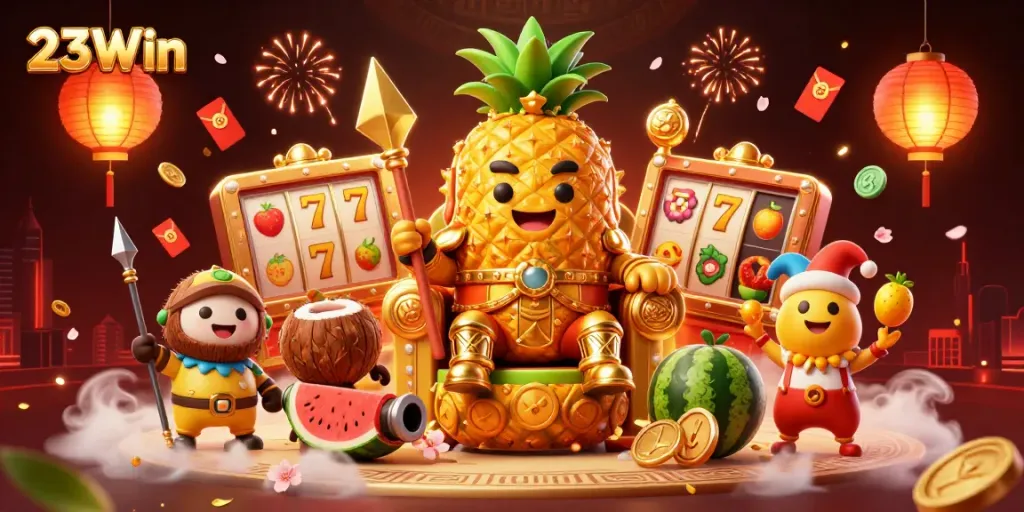 Play and win big at the vibrant 23Win casino, showcasing exciting game elements.