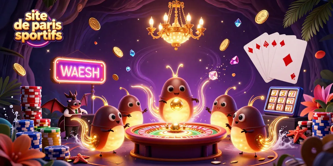 Pariez sur le site de paris sportifs en découvrant une scène de casino vibrant avec des éléments ludiques.